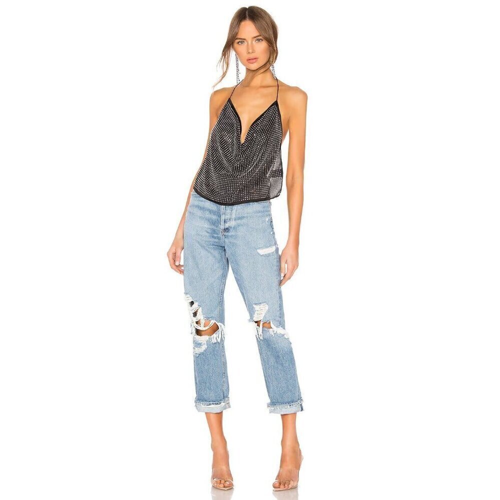 For Love & Lemons After Dark Halter Top Black Womens One Size